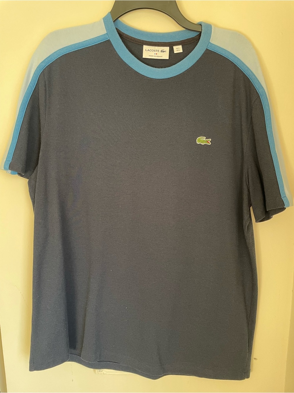 Lacoste Navy T-Shirt with Light Blue Trim